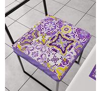 PETTI Artigiani Italiani - Lot de 2 Galettes de Chaise avec Élastique, Coussins pour Chaise en Microfibre Hypoallergénique, Motif Vietri Alto, 40x40 cm, 100% Made in Italy