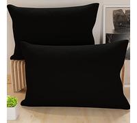PETTI Artigiani Italiani - Lot de 2 Taies d'oreiller de Lit 145x40 cm, Housses de Coussin Unies Couleur Noir, Taie Oreiller 100% Microfibre Hypoallergénique, Fabriqué en Italie