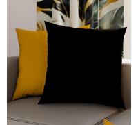 PETTI Artigiani Italiani - Lot de 2 Taies d'oreiller de Lit 30x30 cm, Housses de Coussin Unies Double Face Jaune Ocre et Noir, Taie Oreiller 100% Microfibre, Fabriqué en Italie