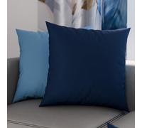 PETTI Artigiani Italiani - Lot de 2 Taies d'oreiller de Lit 35x35 cm, Housses de Coussin Unies Double Face Bleu Ciel Bleu Nuit, Taie Oreiller 100% Microfibre Hypoallergénique