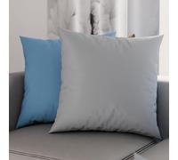 PETTI Artigiani Italiani - Lot de 2 Taies d'oreiller de Lit 35x35 cm, Housses de Coussin Unies Double Face Bleu Ciel Gris Clair, Taie Oreiller 100% Microfibre Hypoallergénique
