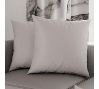 PETTI Artigiani Italiani - Lot de 2 Taies d'oreiller de Lit 40x40 cm, Housses de Coussin Unies Couleur Gris Clair, Taie Oreiller 100% Microfibre Hypoallergénique, Fabriqué en Italie