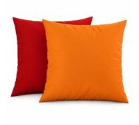 PETTI Artigiani Italiani - Lot de 2 Taies d'oreiller de Lit 40x40 cm, Housses de Coussin Unies Double Face Orange Rouge, Taie Oreiller 100% Microfibre Hypoallergénique