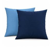 PETTI Artigiani Italiani - Lot de 2 Taies d'oreiller de Lit 40x40 cm, Housses de Coussin Unies Double Face Bleu Ciel Bleu Nuit, Taie Oreiller 100% Microfibre Hypoallergénique
