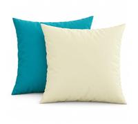 PETTI Artigiani Italiani - Lot de 2 Taies d'oreiller de Lit 40x40 cm, Housses de Coussin Unies Double Face Tiffany Crème, Taie Oreiller 100% Microfibre Hypoallergénique