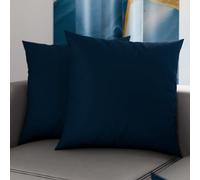 PETTI Artigiani Italiani - Lot de 2 Taies d'oreiller de Lit 45x45 cm, Housses de Coussin Unies Couleur Bleu Nuit, Taie Oreiller 100% Microfibre Hypoallergénique, Fabriqué en Italie