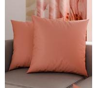 PETTI Artigiani Italiani - Lot de 2 Taies d'oreiller de Lit 45x45 cm, Housses de Coussin Unies Couleur Rose Poudré Foncé, Taie Oreiller 100% Microfibre Hypoallergénique, Fabriqué en Italie