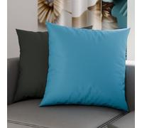 PETTI Artigiani Italiani - Lot de 2 Taies d'oreiller de Lit 45x45 cm, Housses de Coussin Unies Double Face Bleu Ciel et Gris, Taie Oreiller 100% Microfibre, Fabriqué en Italie
