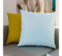 PETTI Artigiani Italiani - Lot de 2 Taies d'oreiller de Lit 45x45 cm, Housses de Coussin Unies Double Face Bleu Ciel Jaune, Taie Oreiller 100% Microfibre Hypoallergénique