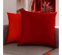PETTI Artigiani Italiani - Lot de 2 Taies d'oreiller de Lit 45x45 cm, Housses de Coussin Unies Double Face Rouge et Bordeaux, Taie Oreiller 100% Microfibre, Fabriqué en Italie
