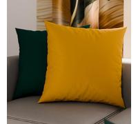 PETTI Artigiani Italiani - Lot de 2 Taies d'oreiller de Lit 45x45 cm, Housses de Coussin Unies Double Face Vert et Jaune, Taie Oreiller 100% Microfibre, Fabriqué en Italie