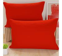 PETTI Artigiani Italiani - Lot de 2 Taies d'oreiller de Lit 50x30 cm, Housses de Coussin Unies Couleur Rouge, Taie Oreiller 100% Microfibre Hypoallergénique, Fabriqué en Italie
