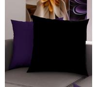 PETTI Artigiani Italiani - Lot de 2 Taies d'oreiller de Lit 50x50 cm, Housses de Coussin Unies Double Face Noir et Violet, Taie Oreiller 100% Microfibre, Fabriqué en Italie