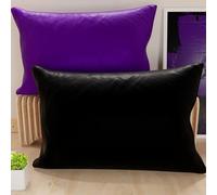 PETTI Artigiani Italiani - Lot de 2 Taies d'oreiller de Lit 50x70 cm, Housses de Coussin Unies Double Face Noir et Violet, Taie Oreiller 100% Microfibre, Fabriqué en Italie