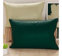 PETTI Artigiani Italiani - Lot de 2 Taies d'oreiller de Lit 50x70 cm, Housses de Coussin Unies Double Face Taupe et Vert, Taie Oreiller 100% Microfibre, Fabriqué en Italie