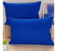PETTI Artigiani Italiani - Lot de 2 Taies d'oreiller de Lit 60x40 cm, Housses de Coussin Unies Couleur Bleu Électrique, Taie Oreiller 100% Microfibre Hypoallergénique, Fabriqué en Italie