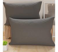 PETTI Artigiani Italiani - Lot de 2 Taies d'oreiller de Lit 60x40 cm, Housses de Coussin Unies Couleur Gris Foncé, Taie Oreiller 100% Microfibre Hypoallergénique, Fabriqué en Italie