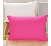 PETTI Artigiani Italiani - Lot de 2 Taies d'oreiller de Lit 60x40 cm, Housses de Coussin Unies Double Face Fuchsia Blanc, Taie Oreiller 100% Microfibre Hypoallergénique
