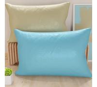 PETTI Artigiani Italiani - Lot de 2 Taies d'oreiller de Lit 60x40 cm, Housses de Coussin Unies Double Face Taupe et Bleu Ciel, Taie Oreiller 100% Microfibre, Fabriqué en Italie