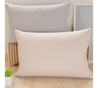 PETTI Artigiani Italiani - Lot de 2 Taies d'oreiller de Lit 60x40 cm, Housses de Coussin Unies Double Face Rose Poudré Gris Clair, Taie Oreiller 100% Microfibre Hypoallergénique