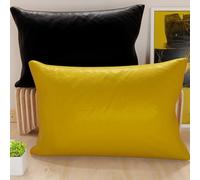 PETTI Artigiani Italiani - Lot de 2 Taies d'oreiller de Lit 60x40 cm, Housses de Coussin Unies Double Face Jaune Ocre et Noir, Taie Oreiller 100% Microfibre, Fabriqué en Italie
