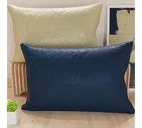 PETTI Artigiani Italiani - Lot de 2 Taies d'oreiller de Lit 60x40 cm, Housses de Coussin Unies Double Face Bleu et Taupe, Taie Oreiller 100% Microfibre, Fabriqué en Italie