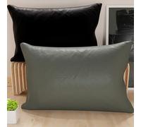 PETTI Artigiani Italiani - Lot de 2 Taies d'oreiller de Lit 60x40 cm, Housses de Coussin Unies Double Face Gris Foncé et Noir, Taie Oreiller 100% Microfibre, Fabriqué en Italie