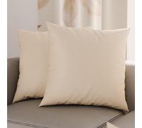 PETTI Artigiani Italiani - Lot de 2 Taies d'oreiller de Lit 60x60 cm, Housses de Coussin Unies Couleur Beige, Taie Oreiller 100% Microfibre Hypoallergénique, Fabriqué en Italie