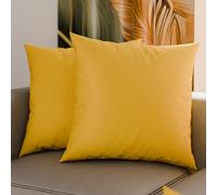 PETTI Artigiani Italiani - Lot de 2 Taies d'oreiller de Lit 60x60 cm, Housses de Coussin Unies Couleur Jaune Ocre, Taie Oreiller 100% Microfibre Hypoallergénique, Fabriqué en Italie
