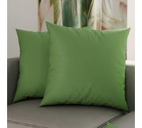 PETTI Artigiani Italiani - Lot de 2 Taies d'oreiller de Lit 60x60 cm, Housses de Coussin Unies Couleur Vert Olive, Taie Oreiller 100% Microfibre Hypoallergénique
