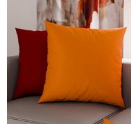 PETTI Artigiani Italiani - Lot de 2 Taies d'oreiller de Lit 60x60 cm, Housses de Coussin Unies Double Face Orange Rouge, Taie Oreiller 100% Microfibre Hypoallergénique