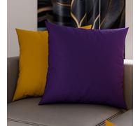 PETTI Artigiani Italiani - Lot de 2 Taies d'oreiller de Lit 60x60 cm, Housses de Coussin Unies Double Face Violet et Jaune, Taie Oreiller 100% Microfibre, Fabriqué en Italie