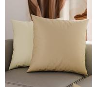 PETTI Artigiani Italiani - Lot de 2 Taies d'oreiller de Lit 60x60 cm, Housses de Coussin Unies Double Face Crème Taupe, Taie Oreiller 100% Microfibre Hypoallergénique
