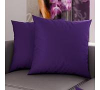 PETTI Artigiani Italiani - Lot de 2 Taies d'oreiller de Lit 65x65 cm, Housses de Coussin Unies Couleur Violet, Taie Oreiller 100% Microfibre Hypoallergénique, Fabriqué en Italie