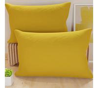 PETTI Artigiani Italiani - Lot de 2 Taies d'oreiller de Lit 70x40 cm, Housses de Coussin Unies Couleur Jaune Ocre, Taie Oreiller 100% Microfibre Hypoallergénique, Fabriqué en Italie