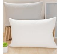 PETTI Artigiani Italiani - Lot de 2 Taies d'oreiller de Lit 70x40 cm, Housses de Coussin Unies Double Face Blanc Gris Clair, Taie Oreiller 100% Microfibre Hypoallergénique