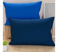 PETTI Artigiani Italiani - Lot de 2 Taies d'oreiller de Lit 70x40 cm, Housses de Coussin Unies Double Face Bleu électrique Bleu Nuit, Taie Oreiller 100% Microfibre Hypoallergénique