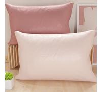 PETTI Artigiani Italiani - Lot de 2 Taies d'oreiller de Lit 70x40 cm, Housses de Coussin Unies Double Face Rose Poudré Clair et Foncé, Taie Oreiller 100% Microfibre, Fabriqué en Italie