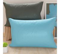 PETTI Artigiani Italiani - Lot de 2 Taies d'oreiller de Lit 70x40 cm, Housses de Coussin Unies Double Face Bleu Ciel et Gris, Taie Oreiller 100% Microfibre, Fabriqué en Italie