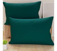 PETTI Artigiani Italiani - Lot de 2 Taies d'oreiller de Lit 70x50 cm, Housses de Coussin Unies Couleur Bleu Canard, Taie Oreiller 100% Microfibre Hypoallergénique