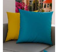 PETTI Artigiani Italiani - Lot de 2 Taies d'oreiller de Lit 70x50 cm, Housses de Coussin Unies Double Face Bleu Ciel Jaune, Taie Oreiller 100% Microfibre Hypoallergénique
