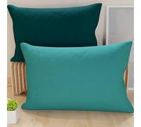 PETTI Artigiani Italiani - Lot de 2 Taies d'oreiller de Lit 70x50 cm, Housses de Coussin Unies Double Face Tiffany Bleu Canard, Taie Oreiller 100% Microfibre Hypoallergénique