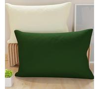 PETTI Artigiani Italiani - Lot de 2 Taies d'oreiller de Lit 70x50 cm, Housses de Coussin Unies Double Face Vert Olive Crème, Taie Oreiller 100% Microfibre Hypoallergénique