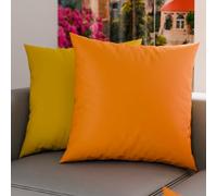 PETTI Artigiani Italiani - Lot de 2 Taies d'oreiller de Lit 70x50 cm, Housses de Coussin Unies Double Face Orange Jaune, Taie Oreiller 100% Microfibre Hypoallergénique