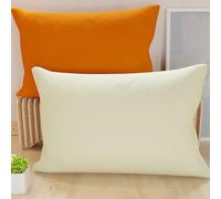 PETTI Artigiani Italiani - Lot de 2 Taies d'oreiller de Lit 70x50 cm, Housses de Coussin Unies Double Face Orange Crème, Taie Oreiller 100% Microfibre Hypoallergénique