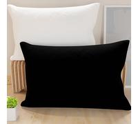 PETTI Artigiani Italiani - Lot de 2 Taies d'oreiller de Lit 80x40 cm, Housses de Coussin Unies Double Face Blanc Noir, Taie Oreiller 100% Microfibre Hypoallergénique