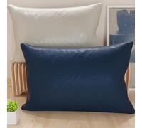 PETTI Artigiani Italiani - Lot de 2 Taies d'oreiller de Lit 80x50 cm, Housses de Coussin Unies Double Face Gris Clair et Bleu, Taie Oreiller 100% Microfibre, Fabriqué en Italie