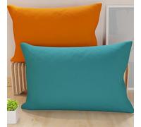 PETTI Artigiani Italiani - Lot de 2 Taies d'oreiller de Lit 80x50 cm, Housses de Coussin Unies Double Face Orange Tiffany, Taie Oreiller 100% Microfibre Hypoallergénique