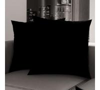 PETTI Artigiani Italiani - Lot de 2 Taies d'oreiller de Lit 80x80 cm, Housses de Coussin Unies Couleur Noir, Taie Oreiller 100% Microfibre Hypoallergénique, Fabriqué en Italie