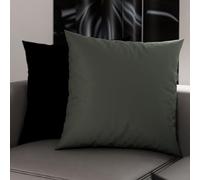 PETTI Artigiani Italiani - Lot de 2 Taies d'oreiller de Lit 80x80 cm, Housses de Coussin Unies Double Face Gris Foncé et Noir, Taie Oreiller 100% Microfibre, Fabriqué en Italie